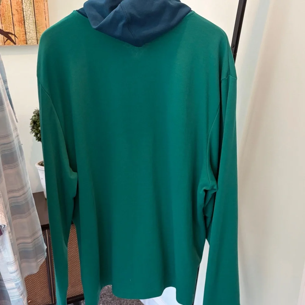 crown & ivy Teal and Navy Zip-Up Hooded Sweater